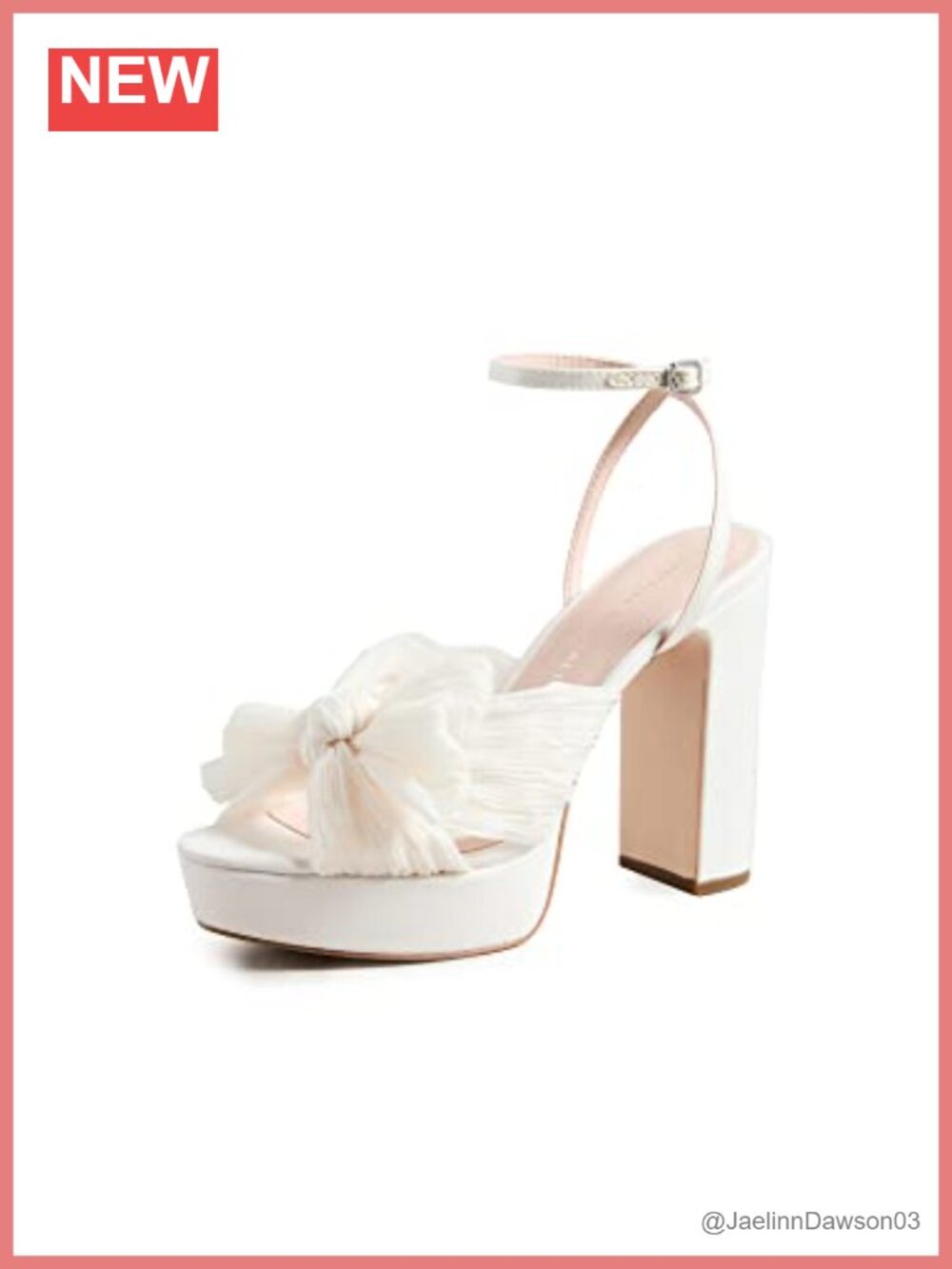 Platform Pleated Bow Heels Chiffon Chunky Heel